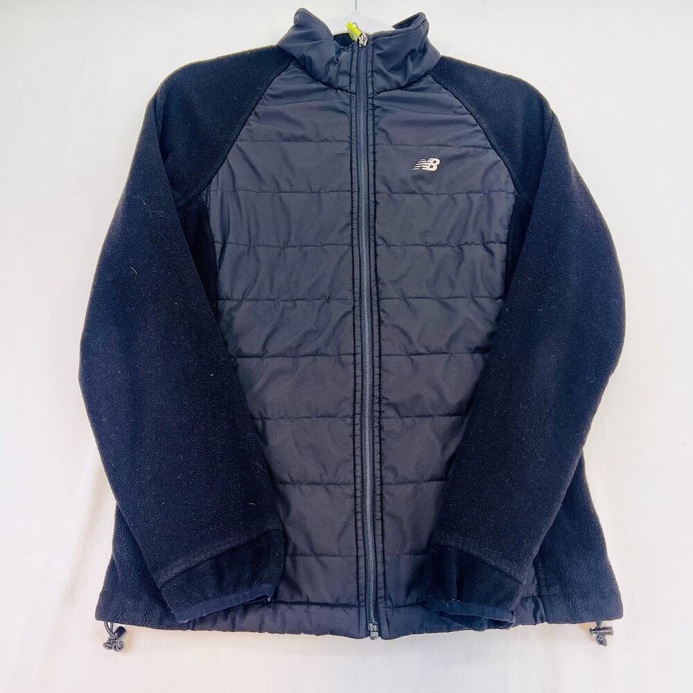 New Balance Black Hybrid Jacket Fleece Quilted Lightweight Full Zip Mens Small